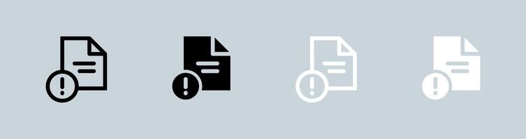 Issue icon set in black and white. Problem signs illustration. vector