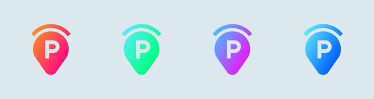 Parking solid icon in gradient colors. Automobile signs illustration. vector