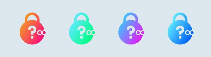 Forget solid icon in gradient colors. Password signs illustration. vector