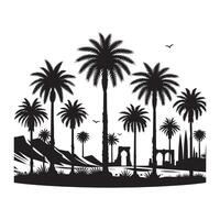 Minimalist Oasis Palms Black Silhouette Design vector