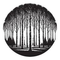 Minimalist Black Silhouette Design of Birch Grove on White Background vector