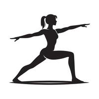 Minimalist Yoga Warrior Pose Silhouette in Action vector