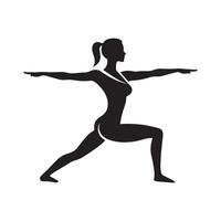 Minimalist Yoga Warrior Pose Silhouette in Action vector