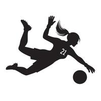 Action Shot of Woman Goalkeeper Dive Silhouette vector