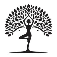 Yoga Warrior Pose Silhouette on White vector