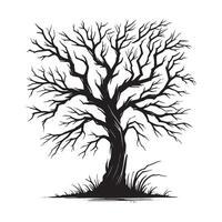 Minimalist Design of Dead Tree Black Silhouette on White Background vector