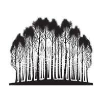 Minimalist Design of Birch Grove Black Silhouette on White Background vector