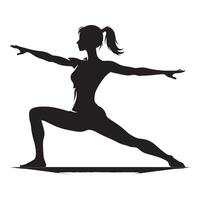 Dynamic Yoga Warrior Pose Silhouette vector