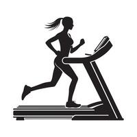 Dynamic Woman Running on Treadmill vector