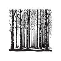 Black Silhouette of Birch Trees Grove Minimalist Design on White Background vector