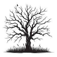 Black Silhouette of Barren Dead Tree Flat Design on White Background vector