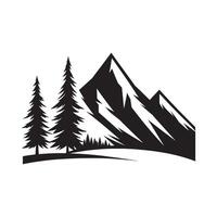 Black Silhouette of Mountain Range Minimalist Art vector