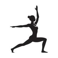 Black Silhouette of Yoga Warrior Pose vector