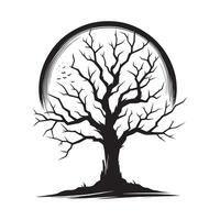 Minimalist Black Silhouette Design of Dead Tree on White Background vector
