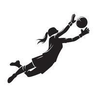 Woman Goalkeeper Dive Silhouette vector