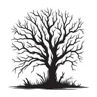 Minimalist Black Silhouette of Dead Tree Design on White Background vector