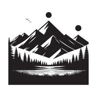 Flat Minimalist Black Silhouette of a Mountain Range vector