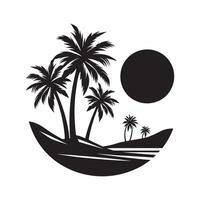 Flat Minimalist Silhouette of Palm Trees in Oasis vector