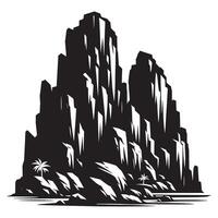 Minimalist Black Silhouette of Rocky Cliffs on White Background vector