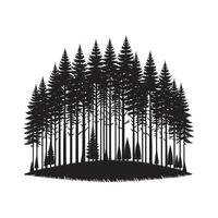 Flat Pine Tree Forest Silhouette in Black vector