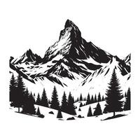 Minimalist Snow-Capped Peaks Depicted in Black Silhouette Style vector