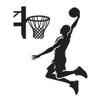 Dynamic Basketball Dunk by Man in Action Highlighting Athleticism and Power During Intense Game vector