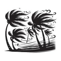 Minimalist Wind-Blown Palm Tree Silhouette vector
