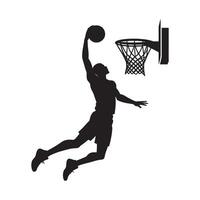 Man Performing a Powerful Basketball Dunk with Dynamic Motion and Athletic Form in a Competitive Sports Game vector