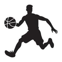 Dynamic Dribbling Basketball Silhouette of Man in Action vector
