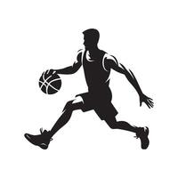 Man Dribbling Basketball Silhouette with Speed and Power vector