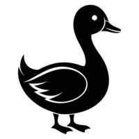 Black Silhouette of Duck on White Background vector