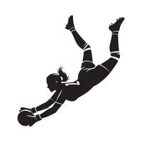 Black Silhouette of Goalkeeper Diving on White Background vector