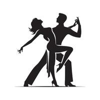 Minimalist Salsa Dancing Pose Silhouette Art on White Background vector
