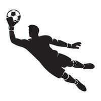 Goalkeeper Dive Silhouette on White Background vector