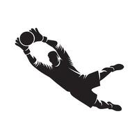 Goalkeeper Dive Action Silhouette on White Background vector