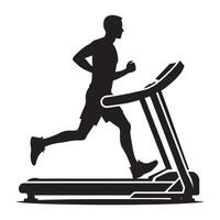 Man Running on Treadmill in Gym Silhouette vector