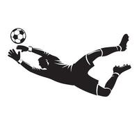 Goalkeeper Diving Silhouette on White Background vector