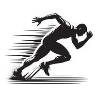 Flat Sprinting Silhouette Minimalist Art on White Background vector