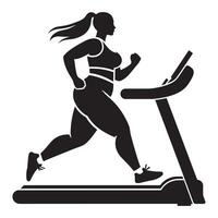 Silhouette of Plus Size Woman Running on Treadmill vector