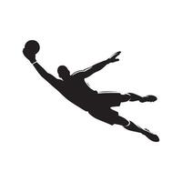 Goalkeeper Dive Silhouette in Action on White Background vector