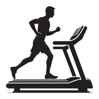 Man Running on Treadmill Silhouette vector