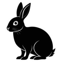 Black Silhouette of Rabbit Flat Design on White Background vector