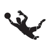 Goalkeeper Silhouette Diving on White Background vector