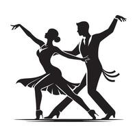 Minimalist Silhouette of Salsa Dancing Pose Art Artwork on White Background vector