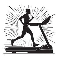 Running on Treadmill Silhouette vector