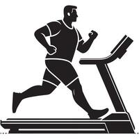 Treadmill Workout Silhouette of Plus Size Man on White Background vector