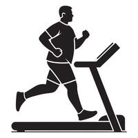 Fitness Silhouette of Plus Size Man Running on Treadmill on White Background vector