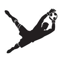 Man Goalkeeper Dive Silhouette on White Background vector