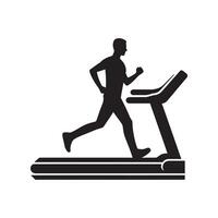 Dynamic Man Running on Treadmill Silhouette vector