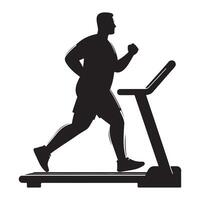 Plus Size Man Treadmill Running Silhouette vector